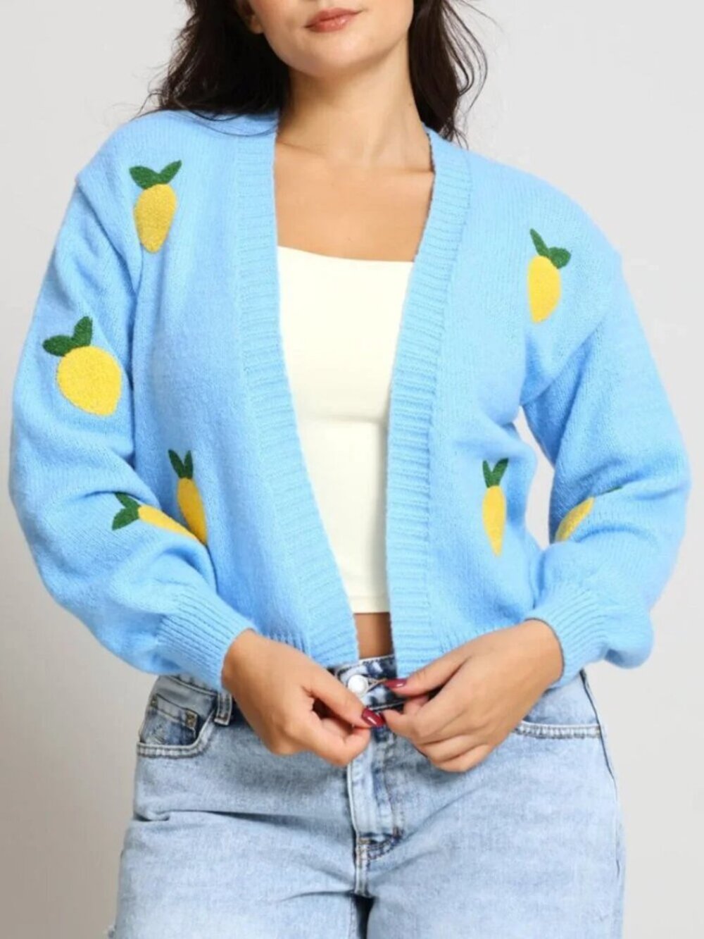 Textured Blue Lemon Cardigan